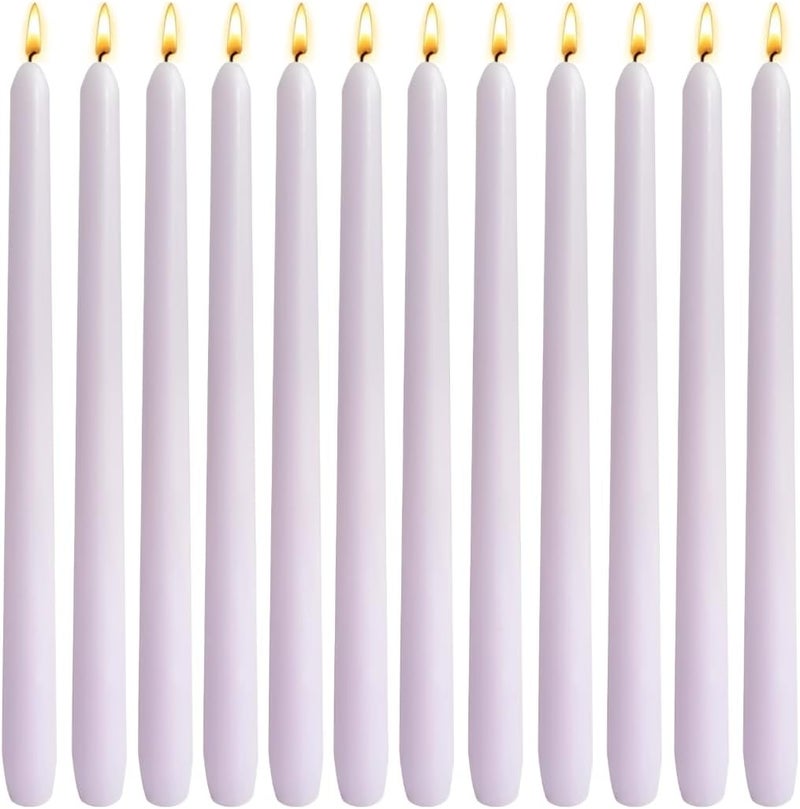 Sihuida 12-Pack Pale Purple Taper Candles, 10 Inch Unscented Dripless Candlesticks, Long-Lasting Burn Time of 6-7 Hours, Perfect for Home Décor, Weddings, and Events - Image 1